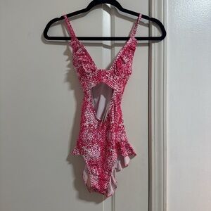 Pink Patterned Women Swim One Piece